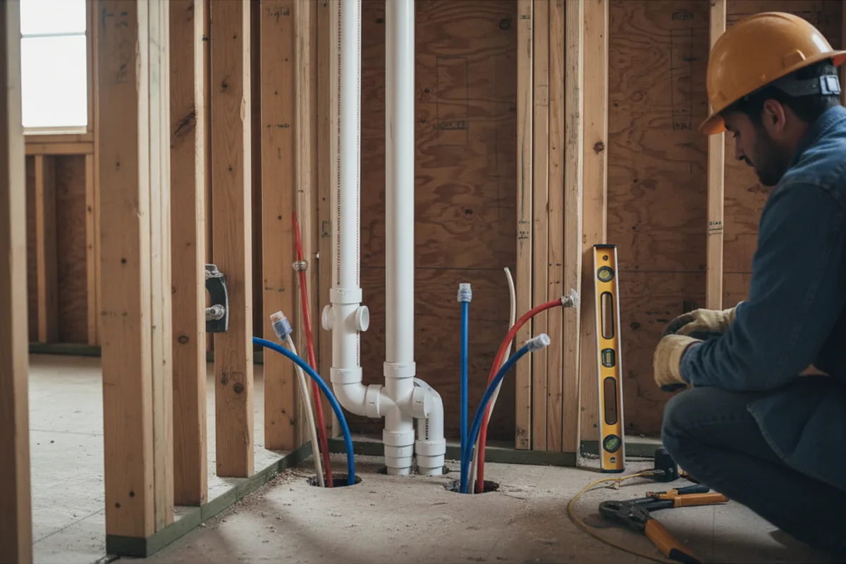 Drain and supply rough-in during Drain Cleaning in San Bruno
