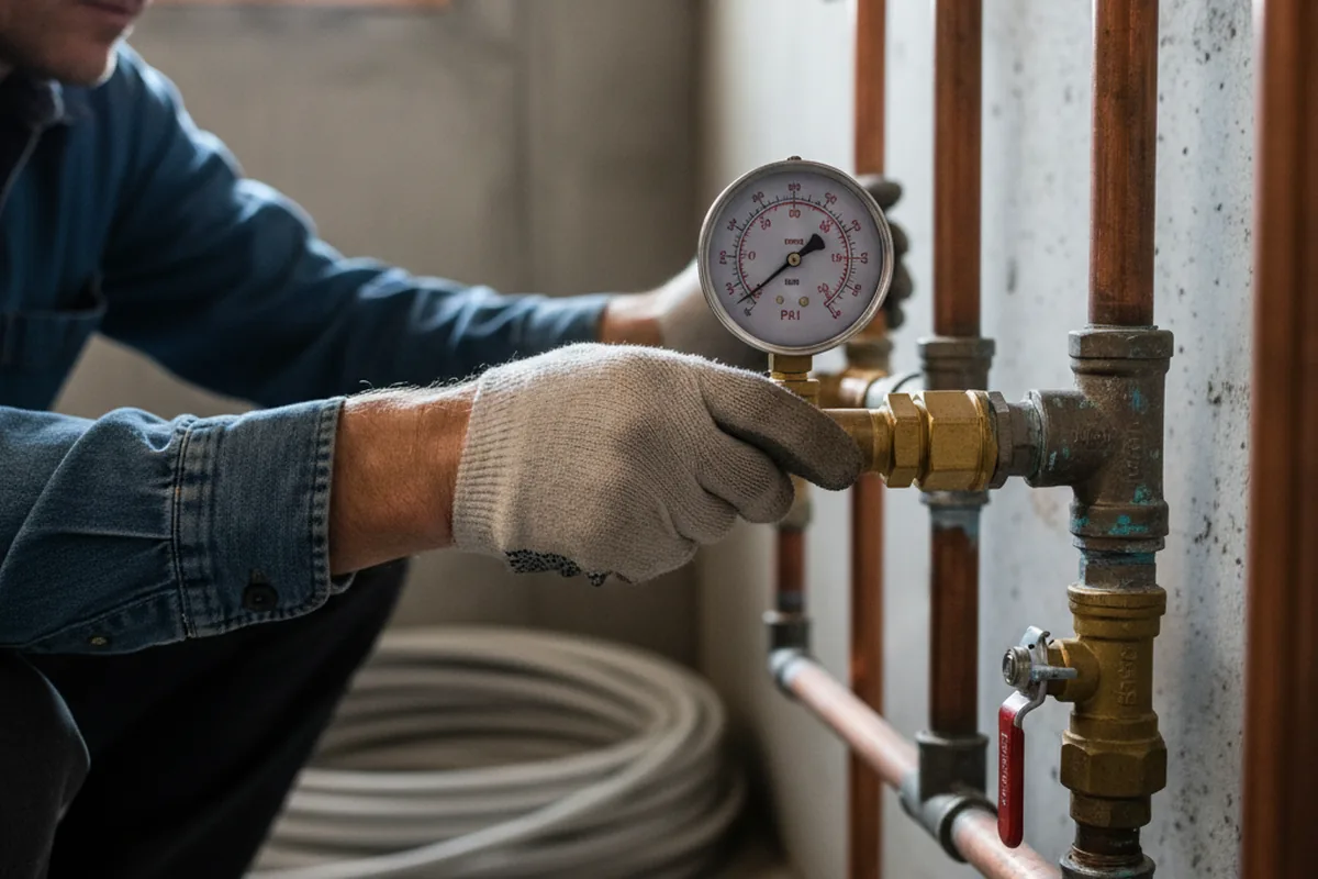 Pressure testing a repaired line during Water Line Repair in San Bruno
